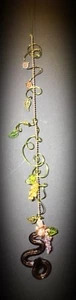 Handcrafted Purple Snake Fan Pull Vine Grapes Leaves Flowers Made With Swarovski - Picture 1 of 9