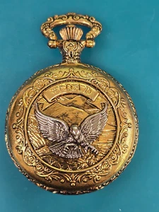 #1 DAD Eagle Scene Men's Quartz Pocket Watch Case - Watchmaker Replacement Parts - Picture 1 of 3