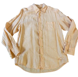 Camisa Tommy Bahama Para Hombres Manga Larga Abotonada Talla S 100% Lino Coral 44" Pecho - Imagen 1 de 8