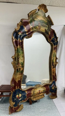 Vintage Venetian Hand Painted Scenic Mirror Cover