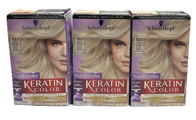Schwarzkopf 10.1 Permanente Extra Claro Rubio Ceniza Color Queratina - Lote De 3 Foto 1 de 4