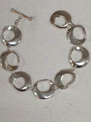 925 Sterling Silver - Circle Link Chain 7.5" Bracelet - 21.98g (#340) - Image 1 of 4