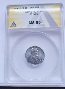 1943-S/S ANACS MS65 RPM-6 RARE Repunched Mintmark!  BEAUTIFUL! Lincoln Cent - Picture 1 of 5