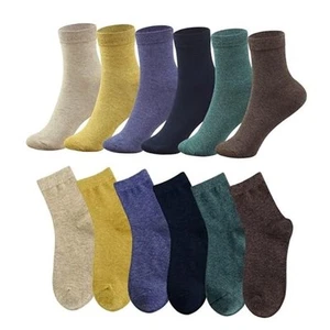 Womens Mini Crew Socks Combed Cotton 5-10 Color#07 (Melange Color 6-pairs) - Picture 1 of 8