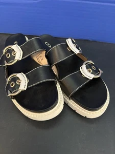 Coach Damen-Pantoletten schwarz Leder doppelte Schnalle Größe 6B - Bild 1 von 8