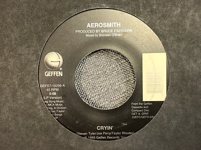 Aerosmith Cryin' / Walk On Down 7" 45 rpm Geffen 1993 jukebox title strip VG+ - Image 1 of 2