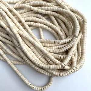 130X Beige Antique Gemstone Bead 6mm Flat Disc Spacers 38cm Strand Heishe Beads - Bild 1 von 4