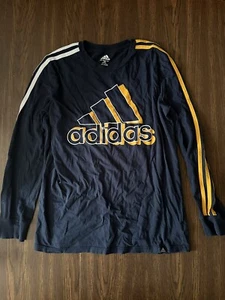 Adidas (Youth Large 14/16) Long Sleeve Logo Shirt Blue/Yellow/White Design - Picture 1 of 2