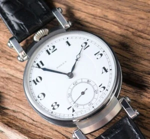 ROLEX Marriage Wristwatch w/ Antique Manual Pocket Watch 1920s BLK Leather Belt - Picture 1 of 11