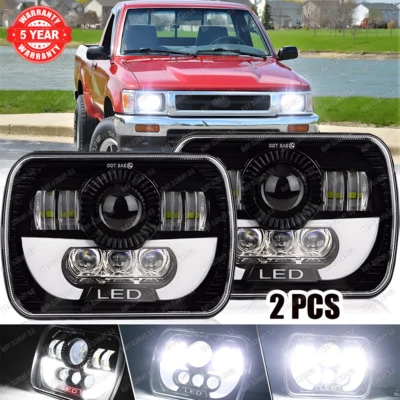 Par de faros LED 5X7 7x6 pulgadas haz alto/bajo DRL para camioneta Nissan carrocería rígida D21 Foto 1 de 4