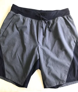 LULULEMON Men Shorts Blue Media Pocket Reflective 9inch-Inseam Sz L Active Lined - Picture 1 of 6