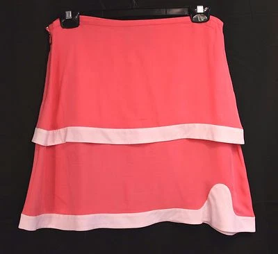 Minifalda CYNTHIA ROWLEY Rosa SEDA Dos Tonos A Rayas en Niveles 6 M Coral Melocotón Foto 1 de 4