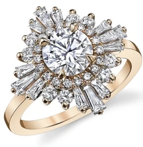 Art Deco Round Moissanite Engagement Ring - Picture 1 of 5