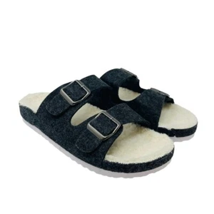 New Olivia Miller Womans Grey Slide In Sandals Buckle Sz 7M Comfort NIB - Picture 1 of 8