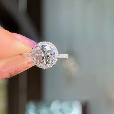 IGI 3.00 Ct Round Cut Lab Created Diamond Ring 14k White Gold  Black Friday Sale - Image 1 of 4