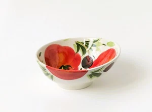 BASSANO CERÁMICA Cuenco Redondo 16 cm TOMATE / OLIVE Pintado a Mano MEDITERRÁNEO - Imagen 1 de 5