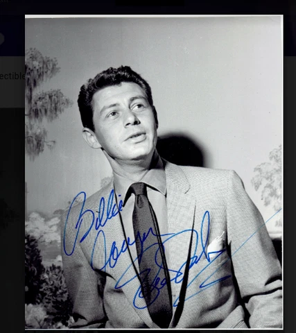 EDDIE FISHER SIGNED PHOTO VINTAGE 1985   MEASURES 9.5" X 10"  B/W Cover