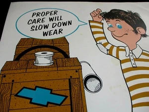 NOS dated 1977 CHEVROLET ROTATE TIRES Old 19x41 in. Poster Sign * GREAT GRAPHICS - Picture 1 of 7