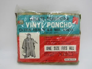 Vintage 80er Kmart Camo Vinyl Poncho Regenmantel 52" x 80" Jagd Angeln Camping - Bild 1 von 3