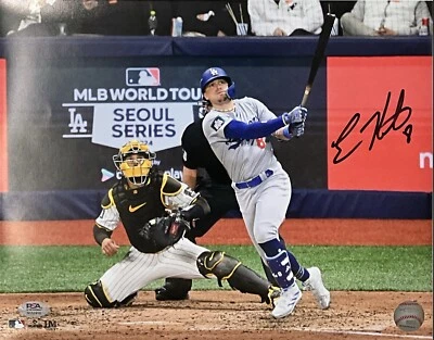 KIKE HERNANDEZ DODGERS SIGNED 11X14 2024 KOREA SERIES HITTING PHOTO PSA COA - Image 1 of 3