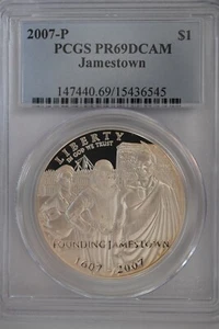 2007 P Jamestown $1 Silver 400th Anniversary coin-PCGS PR69 DCAM - Picture 1 of 2