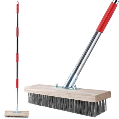 Balai métallique robuste avec poignée télescopique 57", pont brosse à poils en métal rigide - Photo 1/4