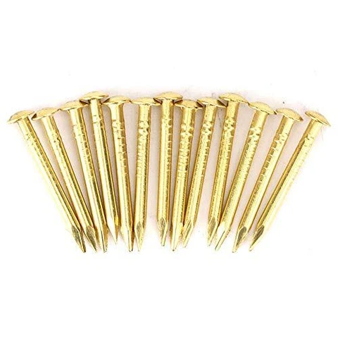 Oumefar Gold Round Head Nail Brass Nails Mini Model Nail Furniture Hinge 100p Cover