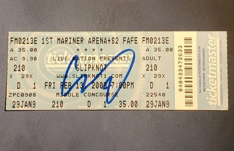Corey Taylor SLIPKNOT Used Concert Ticket Signed JSA AUTHENTIC AUTOGRAPH Cover