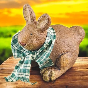 VTG Folk Art Bunny Rabbit Figurine Resin Blossom Bucket Debbie Piotrowski Easter - Picture 1 of 7