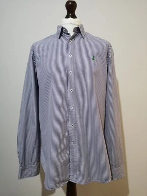 THOMAS PINK Shirt Mens L Long Sleeve Blue White Stripe Cotton Luxury Designer - Image 1 of 4