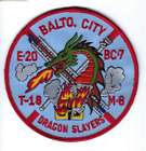 Baltimore City MD Maryland Fire Dept E-20 T-18 BC-17 M-8 *DRAGON SLAYERS* patch
