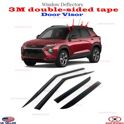 Door Visor Vent Shade Rain Window Guard 4pcs for 2021-2026 Chevrolet Trailblazer - Изображение 1 из 4