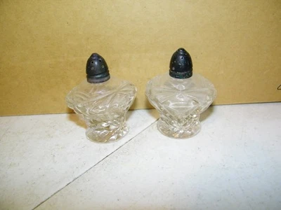 Vintage Cut Glass Salt & Pepper Shakers With Sterling Silver Lids - Image 1 of 3