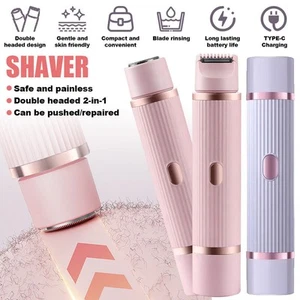 2 IN 1 Electric Lady Women Shaver Hair Leg Bikini Remover Razor Trimmer Dry Wet - Picture 1 of 19