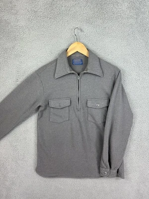 Винтажный Pendleton свитер мужской средний серый шерсти половина молнии рубашка куртка 70-х гранж - Изображение 1 из 4