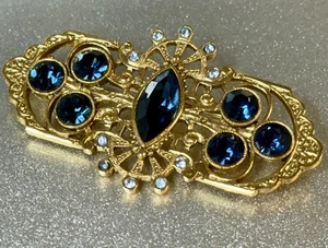 Vintage 1928 Goldtone Blue Sapphire Brooch (CJ)(J-4) - Picture 1 of 3