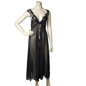 Camisón SHEIN Negro Frente Abierto Largo Encaje Transparente Camisón Negligee Talla Grande 4XL - Imagen 1 de 11