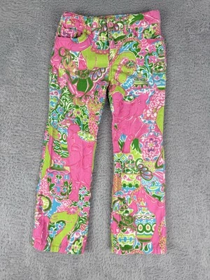 Pantalón Lilly Pulitzer Niñas Talla 6 Multicolor Estampado Elefante Pana Vibrante  Foto 1 de 4
