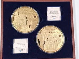 #9 Medaillen 2x Giganten Wahrzeichen 100 mm 376 g Cu versilbert vergoldet  - Picture 1 of 3