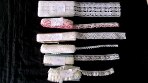 15 YDS VTG COTTON CROCHET + NYLON LACE TRIM CRAFT WEDDING DOLL DRESS REPAIR PROP - Picture 1 of 4