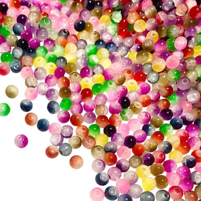 150pcs Two Tone 6mm Multicolour Crackle Glass Beads - Image 1 of 3