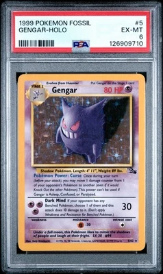 Pokemon Fossil Gengar Holo #5 - PSA 6 - Image 1 of 2