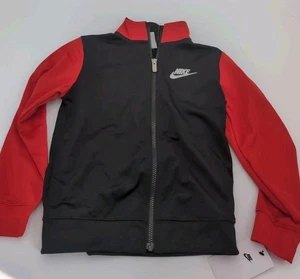 NIKE Young Boy's Track Black & red Logo Swoosh Jacket Size: 6 (Medium) - Picture 1 of 1