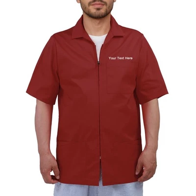 Personalized Embroidered Men's Zip-Front Scrub Jacket, Short Sleeve - Image 1 of 4