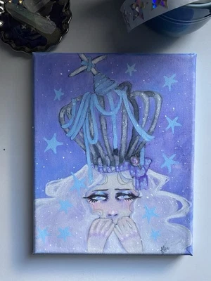 Celestial Fairy Princess Crown Fantasy Painting On 8x10 Stretched Canvas - Image 1 of 4