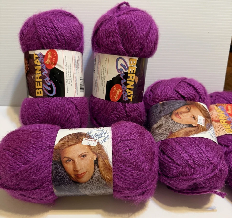 Lote/4 hilados mohair vintage Bernat morado 152 yardas Ea Foto 1 de 4