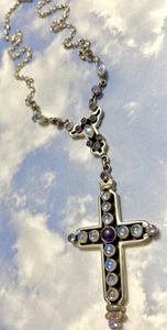 36g Nicky Butler NB Sterling Silver AMETHYST CROSS MOONSTONE 925 Y-Drop Necklace - Picture 1 of 5