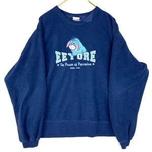 Vintage Eeyore Disney Fleece Pullover Jacke XL Blau The Power Of Pessimism - Bild 1 von 3