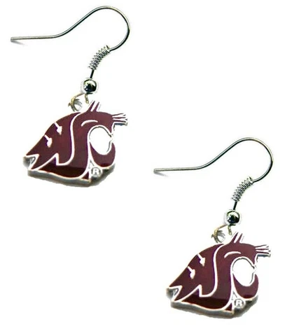 Washington State Cougars Inspired Handmade Earrings  Stainless Steel Fish Hook Cover