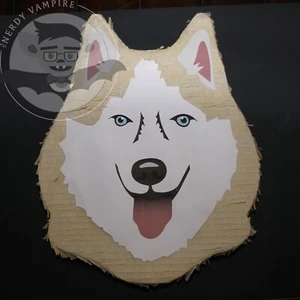 Siberian Husky Dog Wolf Pomsky, Light Brown | 17” Piñata | Birthday Party Pinata - Picture 1 of 8